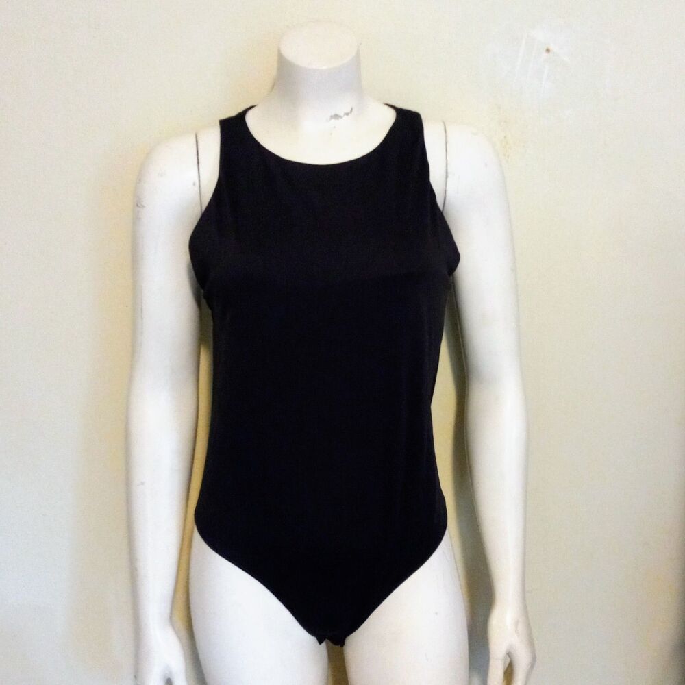 Dunnes Black Sleeveless Bodysuit-Large-Snap Closure-Stretch-Classic-Minimal